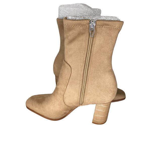 Dolce Vita Women's Petya Boots Mushroom Stella Suede Block Heel Almond Toe Zip 8 - Picture 3 of 8
